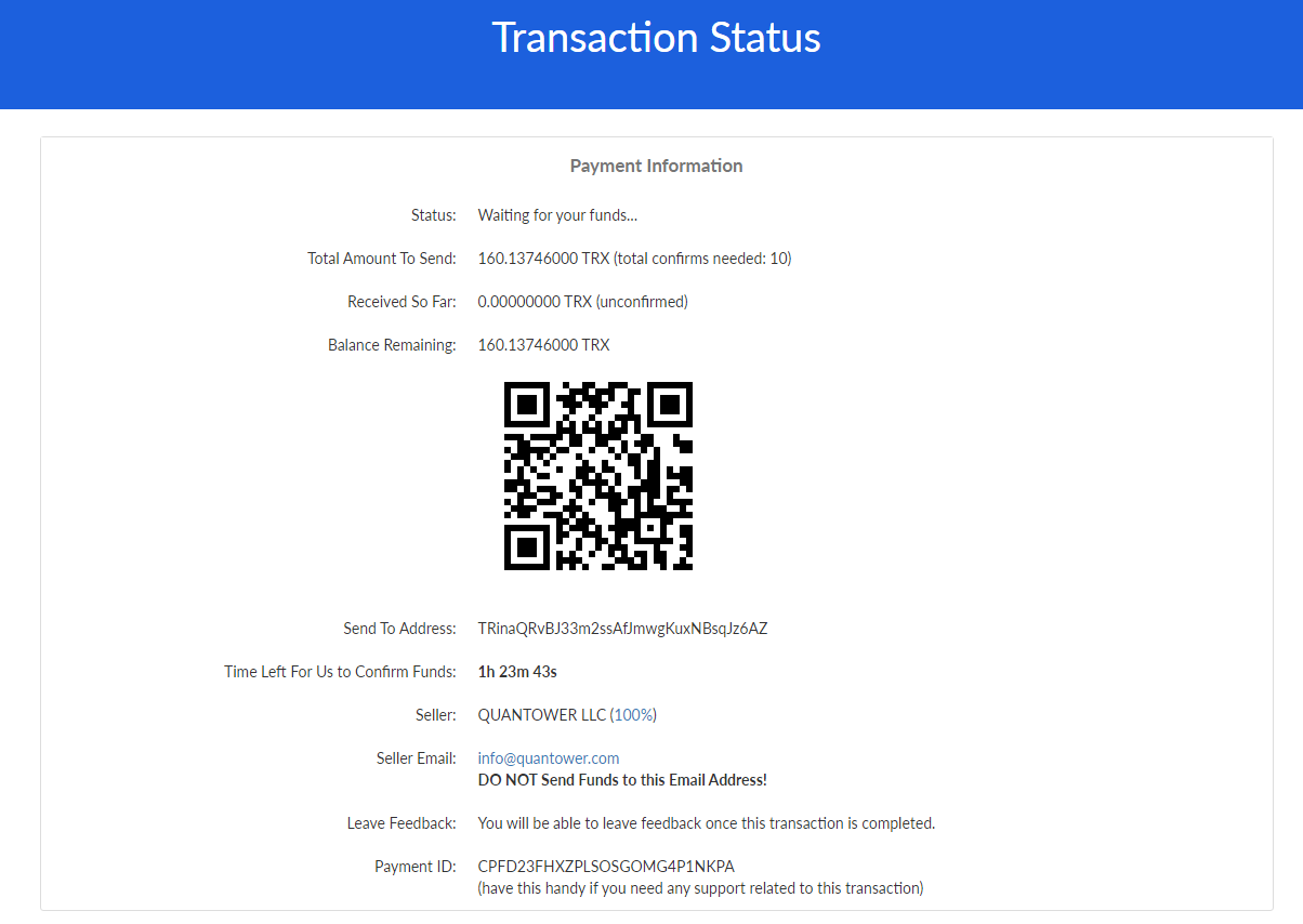 “Coinpayments” payment - Quantower