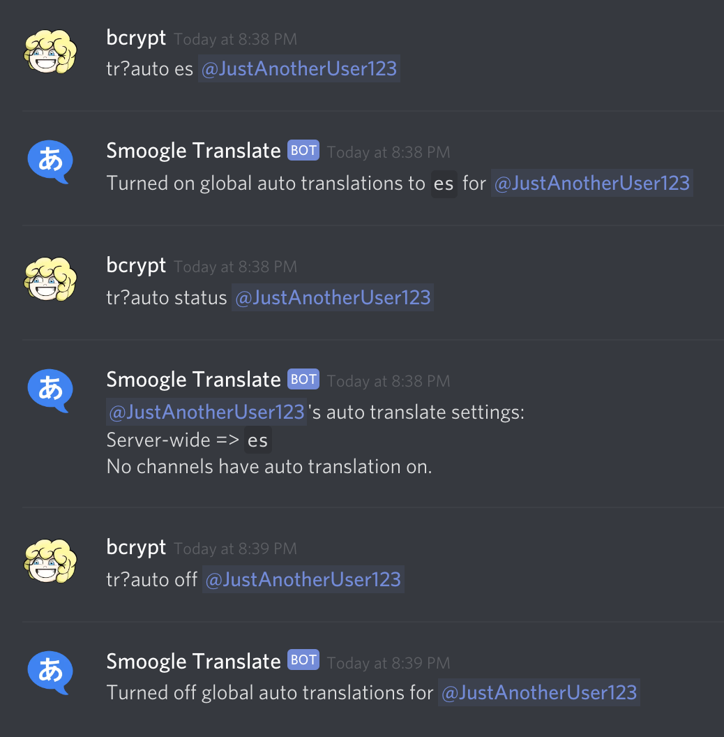 Translate Bot Discord Commands