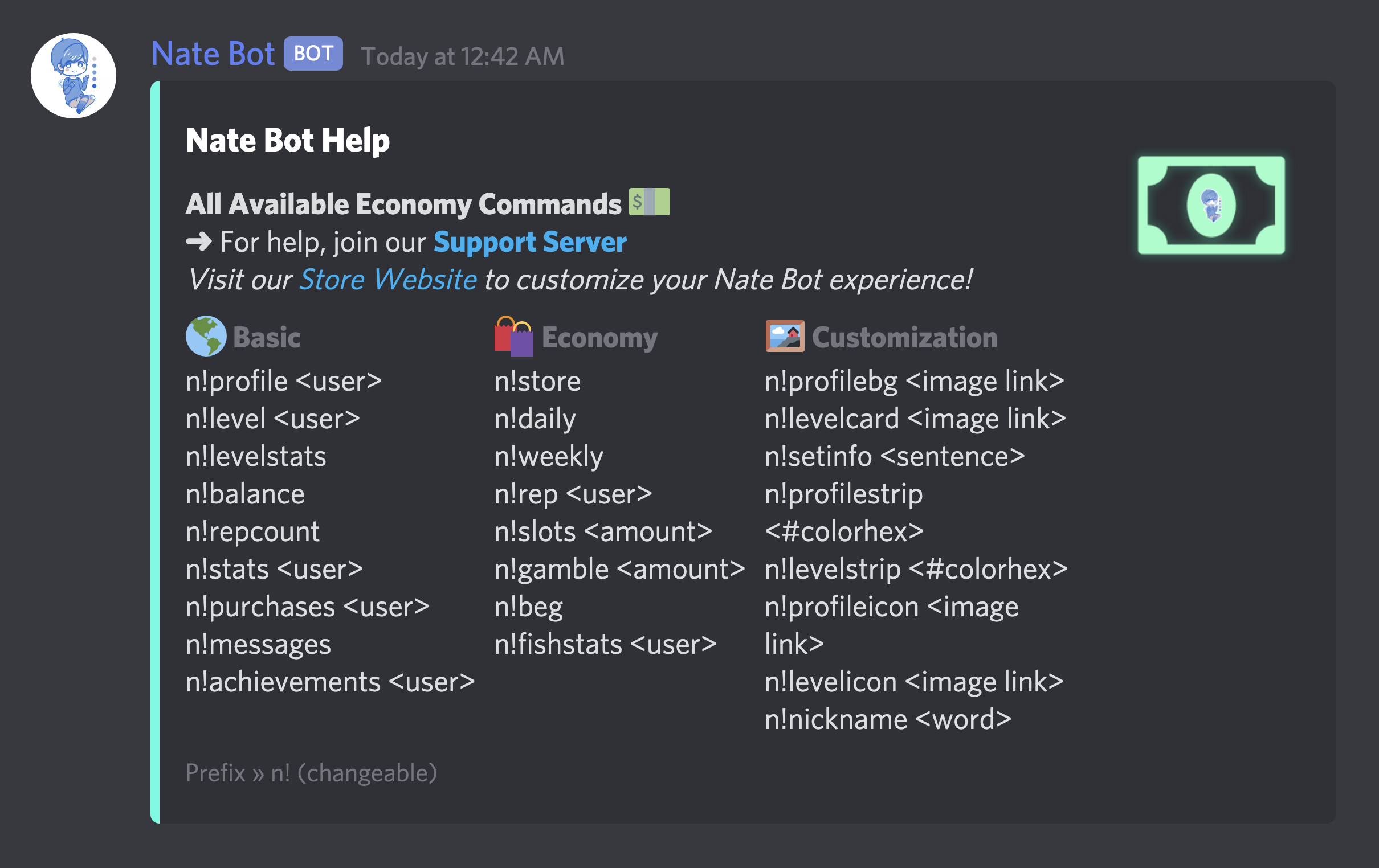 Commands Guide Nate Bot