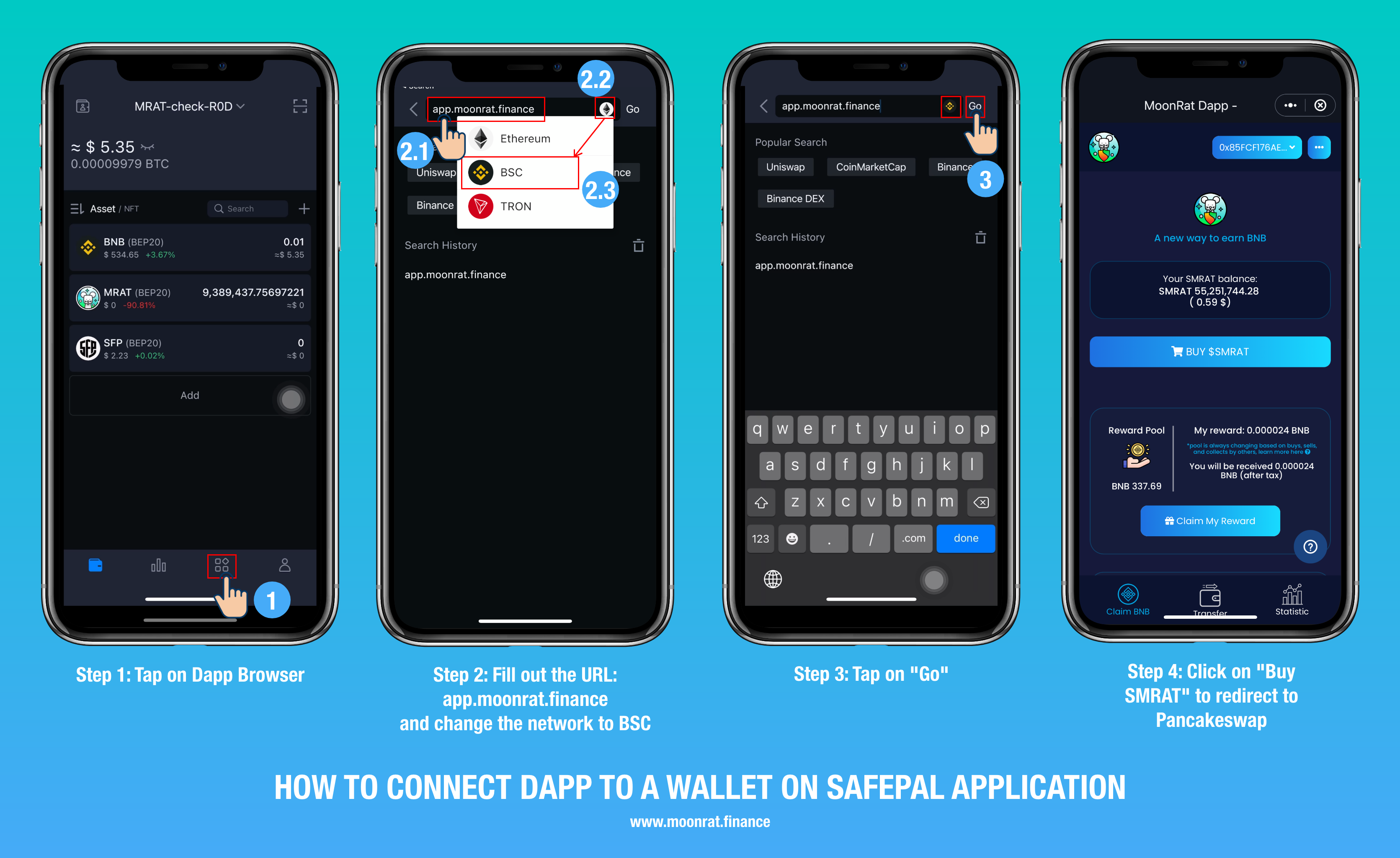 How to connect MoonRat's Dapp to wallet - MoonRat Guide